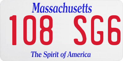 MA license plate 108SG6
