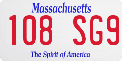 MA license plate 108SG9