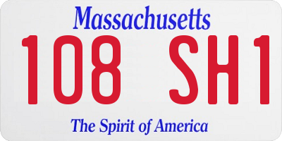 MA license plate 108SH1