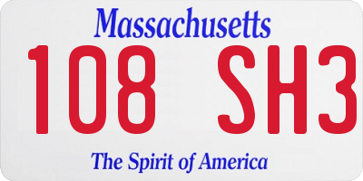 MA license plate 108SH3