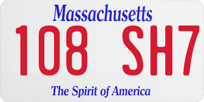 MA license plate 108SH7