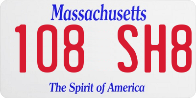 MA license plate 108SH8