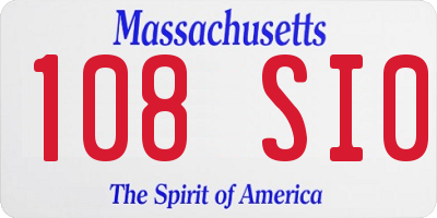 MA license plate 108SI0