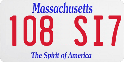 MA license plate 108SI7
