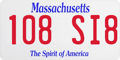 MA license plate 108SI8