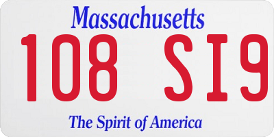 MA license plate 108SI9