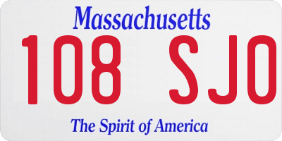 MA license plate 108SJ0