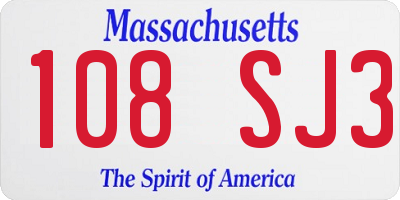 MA license plate 108SJ3