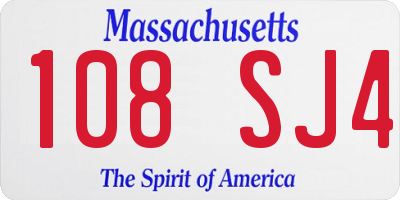 MA license plate 108SJ4
