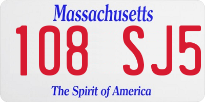MA license plate 108SJ5