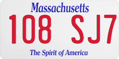 MA license plate 108SJ7