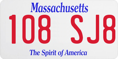 MA license plate 108SJ8