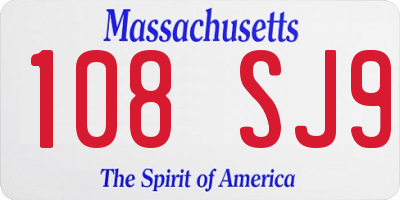 MA license plate 108SJ9