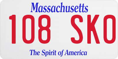 MA license plate 108SK0