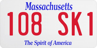 MA license plate 108SK1