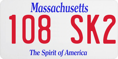 MA license plate 108SK2