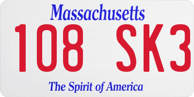 MA license plate 108SK3