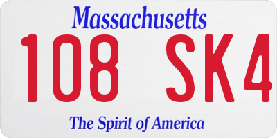 MA license plate 108SK4