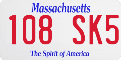 MA license plate 108SK5