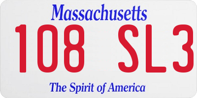 MA license plate 108SL3
