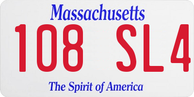 MA license plate 108SL4