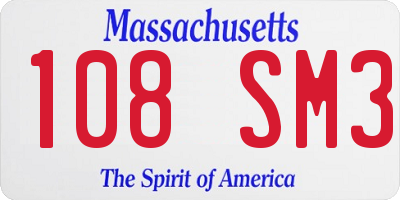 MA license plate 108SM3
