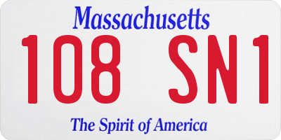MA license plate 108SN1