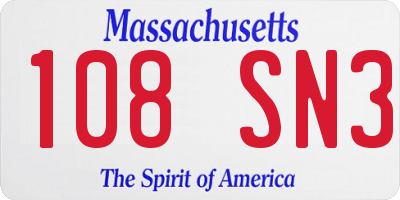 MA license plate 108SN3