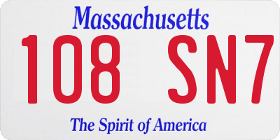 MA license plate 108SN7