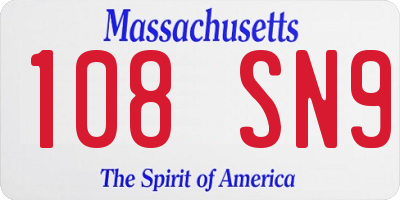 MA license plate 108SN9
