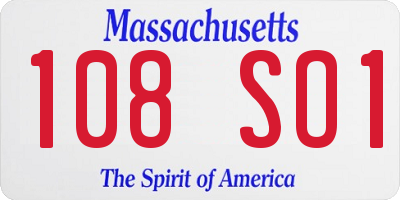 MA license plate 108SO1