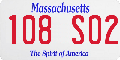 MA license plate 108SO2