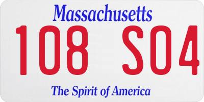 MA license plate 108SO4