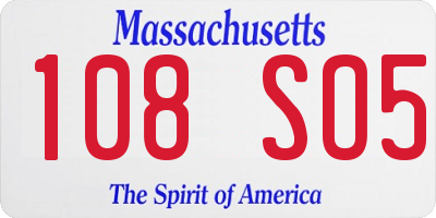 MA license plate 108SO5