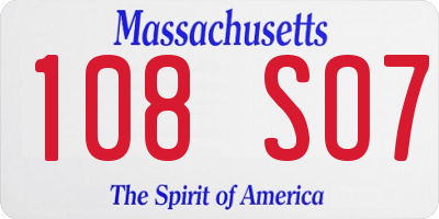 MA license plate 108SO7