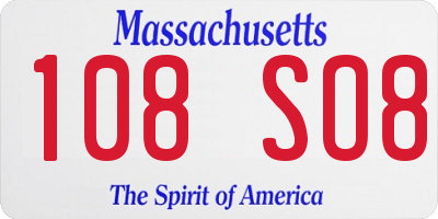 MA license plate 108SO8