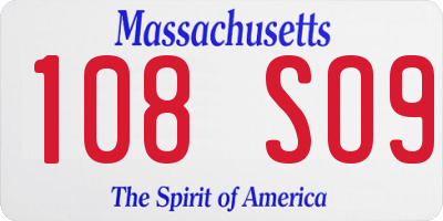 MA license plate 108SO9