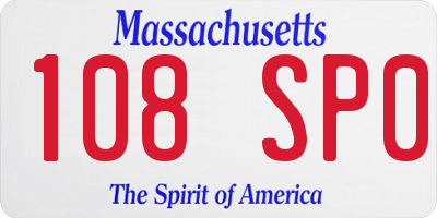 MA license plate 108SP0