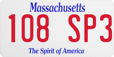 MA license plate 108SP3