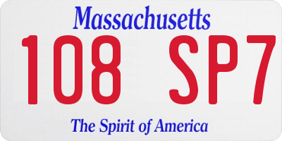 MA license plate 108SP7