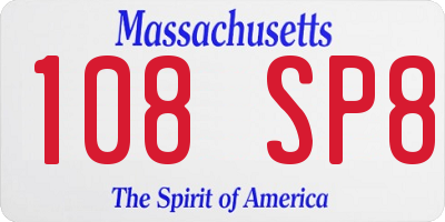 MA license plate 108SP8