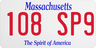 MA license plate 108SP9
