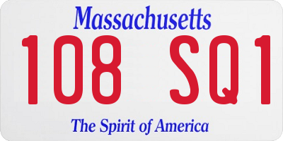 MA license plate 108SQ1