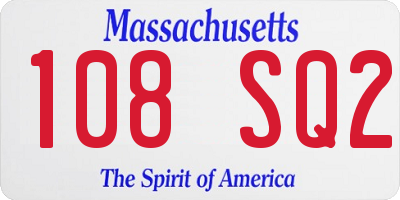 MA license plate 108SQ2
