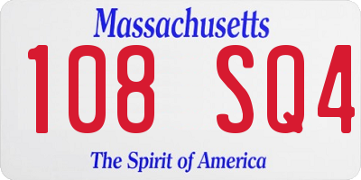 MA license plate 108SQ4