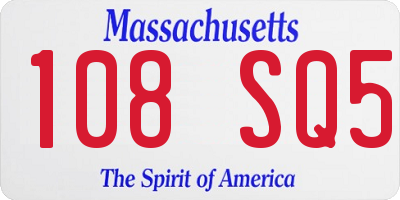 MA license plate 108SQ5