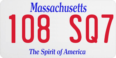 MA license plate 108SQ7