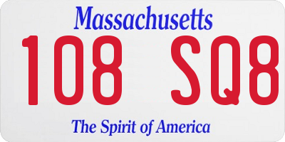 MA license plate 108SQ8
