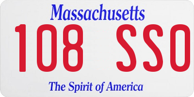 MA license plate 108SS0