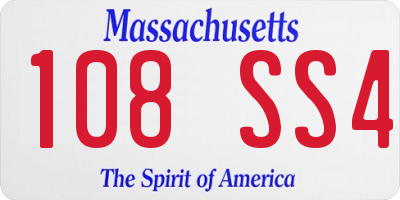 MA license plate 108SS4